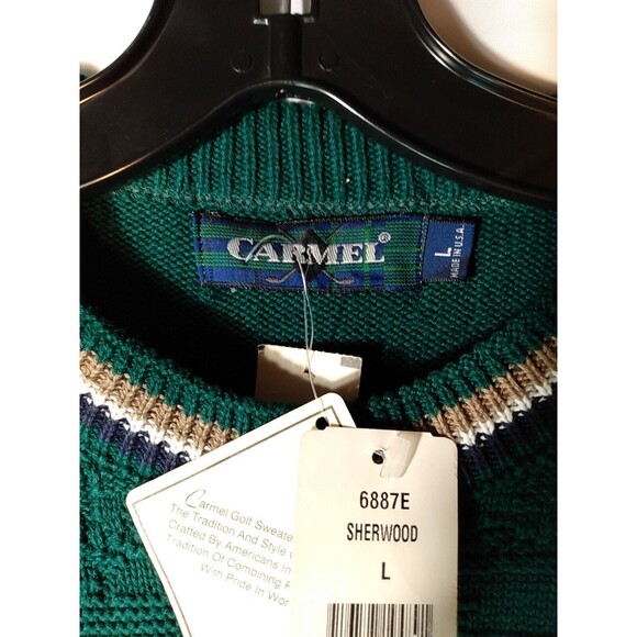 Carmel Men Hunter Green Sherwood Cotton Long sleeve‎ Golf Sweater Size L - Picture 3 of 6